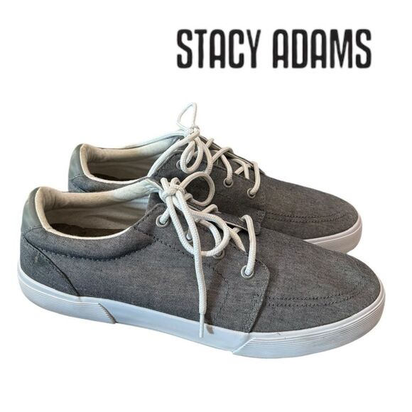 Stacy Adams Men's Gray Canvas Lace-up Sneakers 9.5 - Picture 1 of 7
